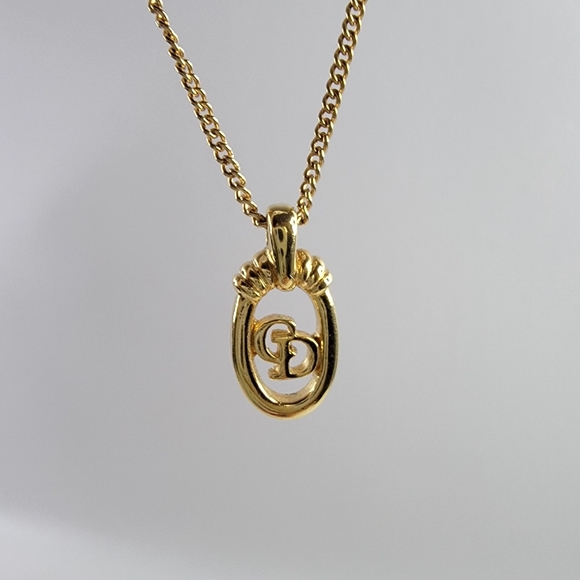 CHRISTIAN DIOR CD Logo Oval Shaped Necklace - Picture 1 of 7